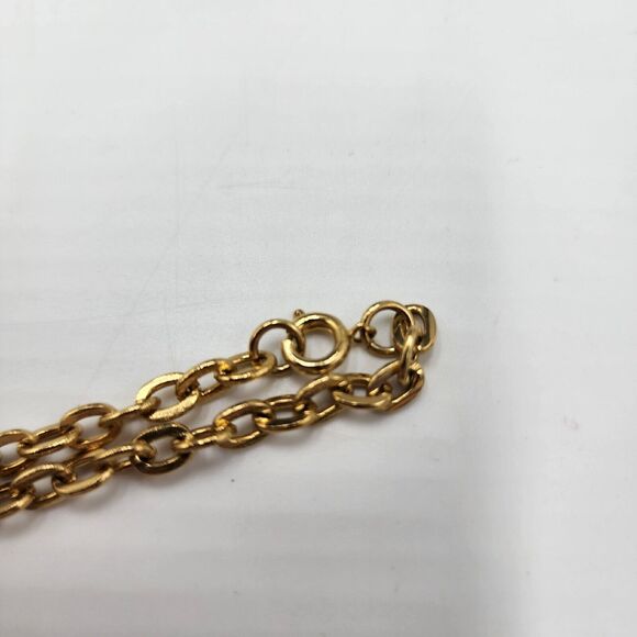 Vintage Designer Style 1970s Matte Gold Tone Large Abstract Pendant Necklace 24" - Picture 4 of 5